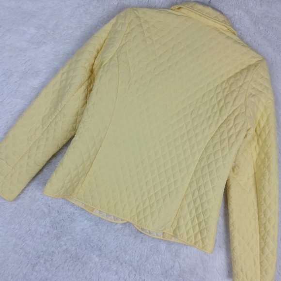 Tara Jones Womens Coat Yellow Snap Quilted Collar Hip Length 10 - Picture 11 of 11